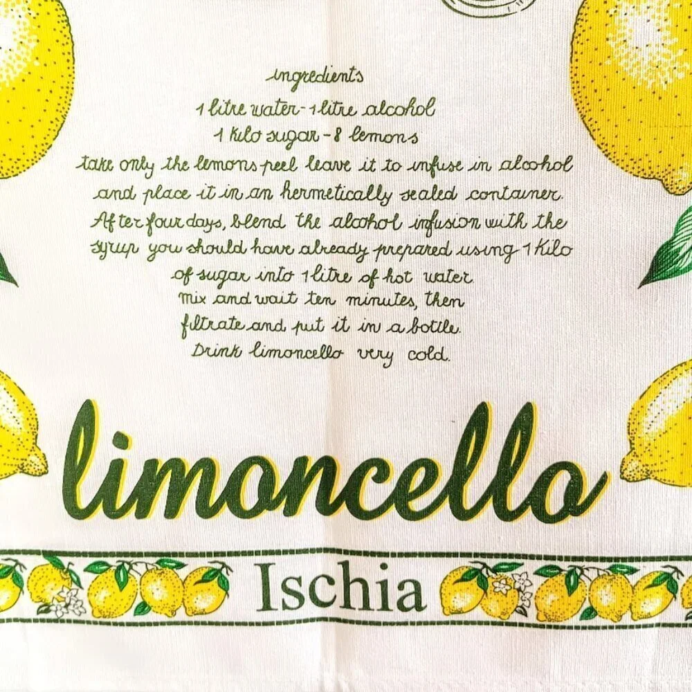 Limoncello Recipe Italian Cotton Tea Towel